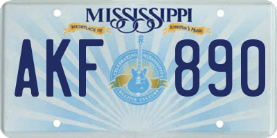 MS license plate AKF890