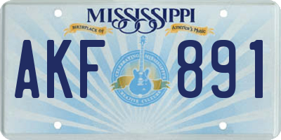 MS license plate AKF891