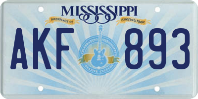 MS license plate AKF893
