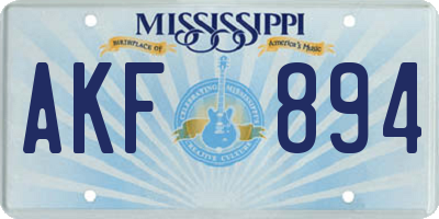 MS license plate AKF894
