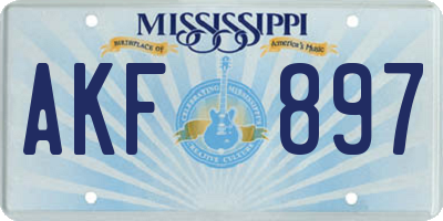 MS license plate AKF897