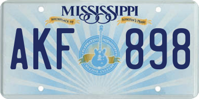 MS license plate AKF898