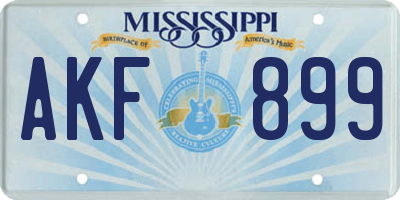 MS license plate AKF899