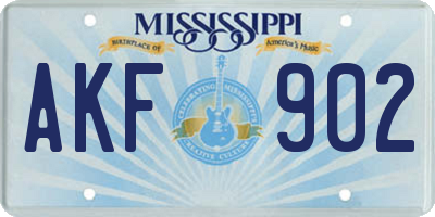 MS license plate AKF902