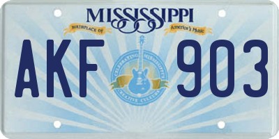 MS license plate AKF903