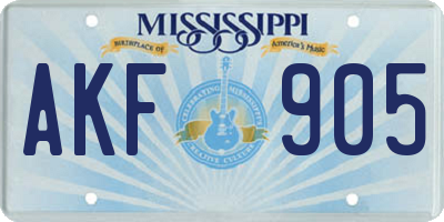 MS license plate AKF905
