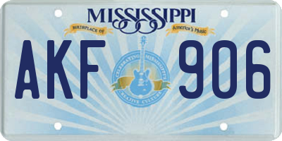 MS license plate AKF906