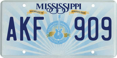 MS license plate AKF909