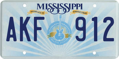 MS license plate AKF912