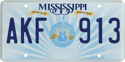 MS license plate AKF913