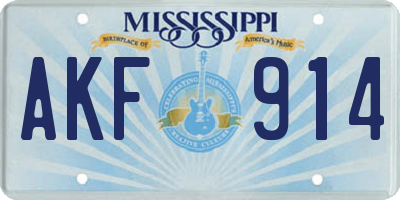 MS license plate AKF914