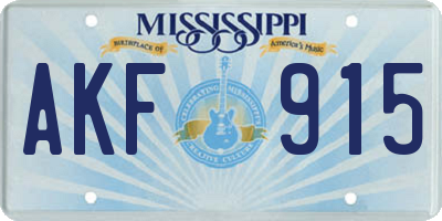 MS license plate AKF915