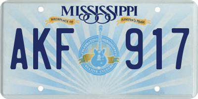 MS license plate AKF917