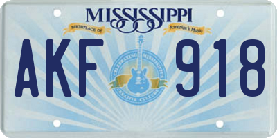 MS license plate AKF918