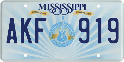 MS license plate AKF919