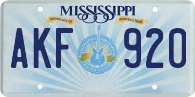 MS license plate AKF920