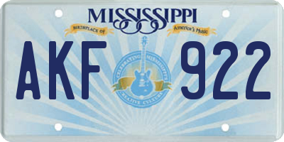 MS license plate AKF922
