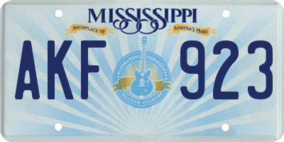 MS license plate AKF923