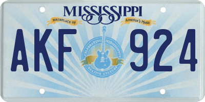 MS license plate AKF924