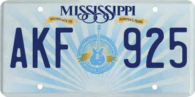 MS license plate AKF925