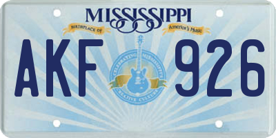 MS license plate AKF926