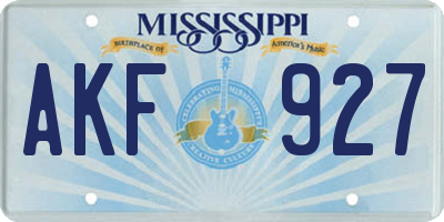 MS license plate AKF927