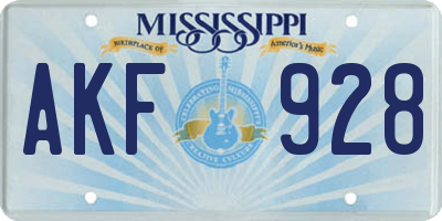 MS license plate AKF928