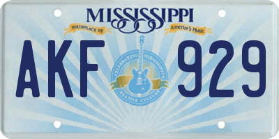 MS license plate AKF929