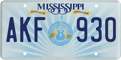 MS license plate AKF930