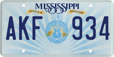 MS license plate AKF934