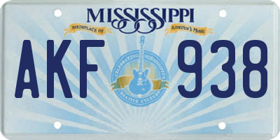 MS license plate AKF938