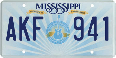 MS license plate AKF941