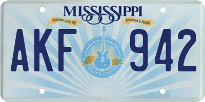 MS license plate AKF942