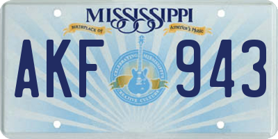 MS license plate AKF943