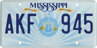 MS license plate AKF945
