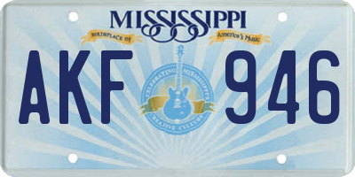 MS license plate AKF946