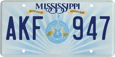 MS license plate AKF947