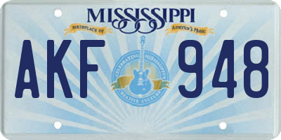 MS license plate AKF948