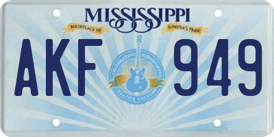 MS license plate AKF949