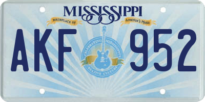 MS license plate AKF952