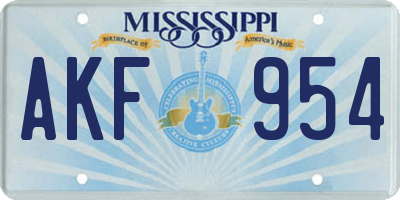 MS license plate AKF954