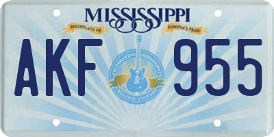 MS license plate AKF955