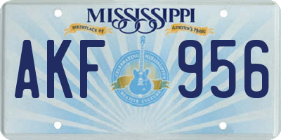 MS license plate AKF956