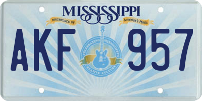 MS license plate AKF957