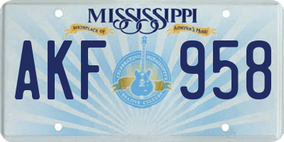 MS license plate AKF958