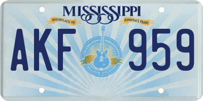 MS license plate AKF959