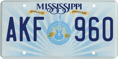 MS license plate AKF960