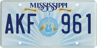 MS license plate AKF961