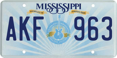 MS license plate AKF963