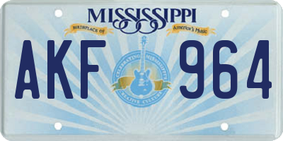 MS license plate AKF964